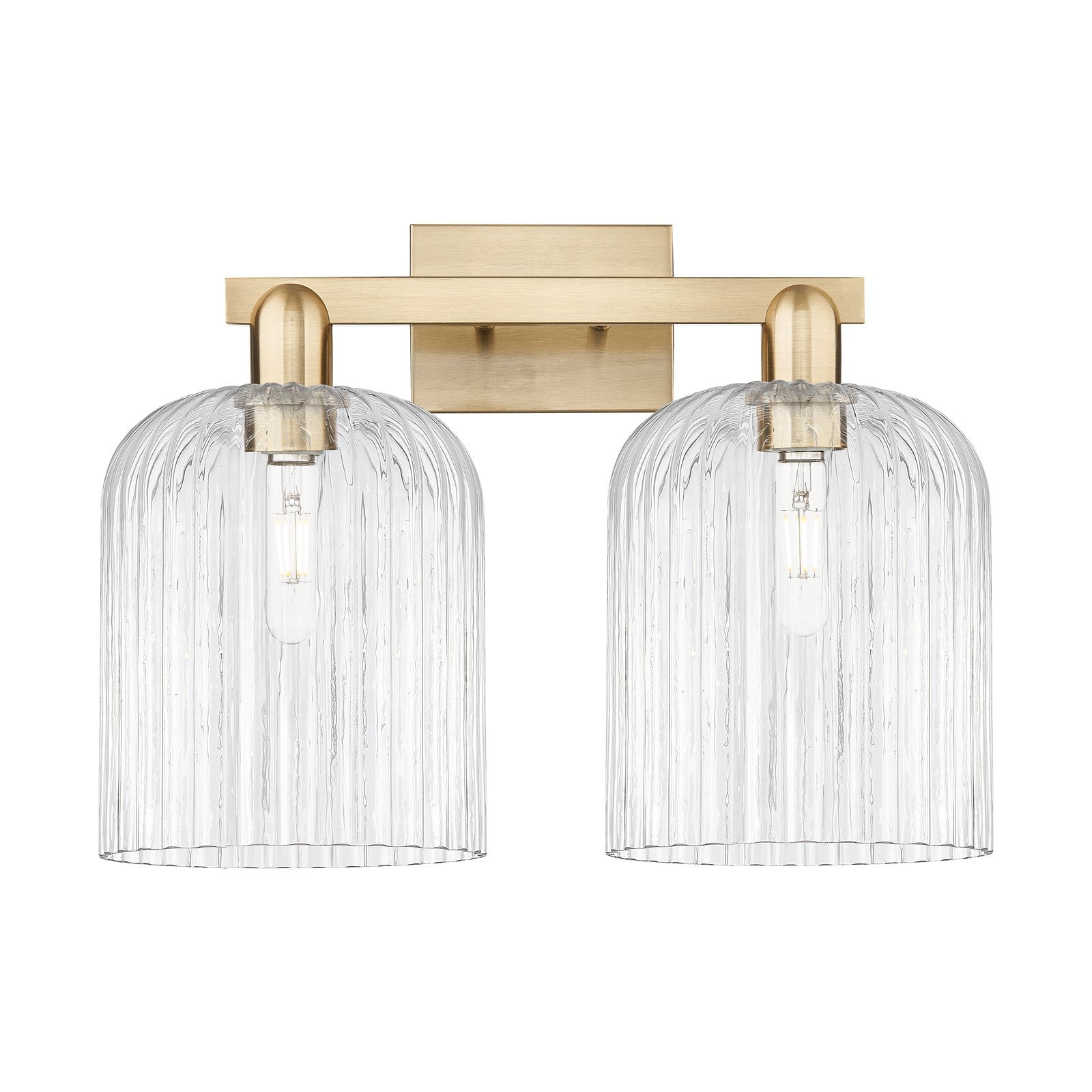 Innovations Bridal Veil 19in 2-Light Bath Vanity Light | Industrial Champagne Bronze Steel and Clear Ribbed Glass | Bathroom | Model 716-2W-CB-G559-8CL