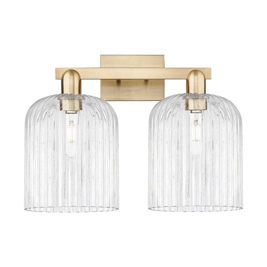 Innovations Bridal Veil 19in 2-Light Bath Vanity Light | Industrial Champagne Bronze Steel and Clear Ribbed Glass | Bathroom | Model 716-2W-CB-G559-8CL