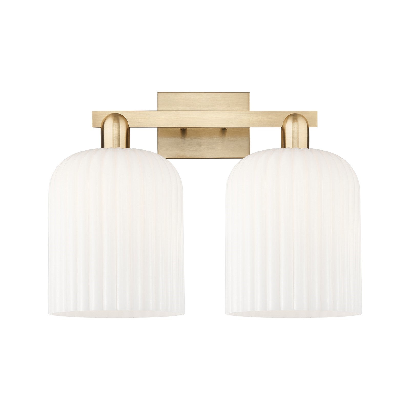 Innovations Bridal Veil 19in 2-Light Bath Vanity Light | Industrial Champagne Bronze Steel and Gloss White Ribbed Glass | Model 716-2W-CB-G559-8GWH
