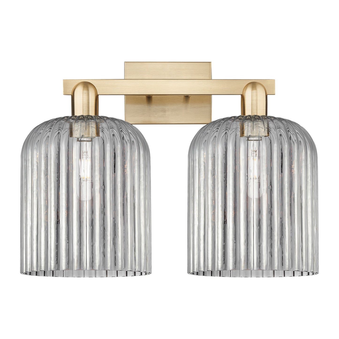 Innovations Bridal Veil 19in 2-Light Bath Vanity Light | Industrial Champagne Bronze Steel and Light Smoke Ribbed Glass | Model 716-2W-CB-G559-8SM
