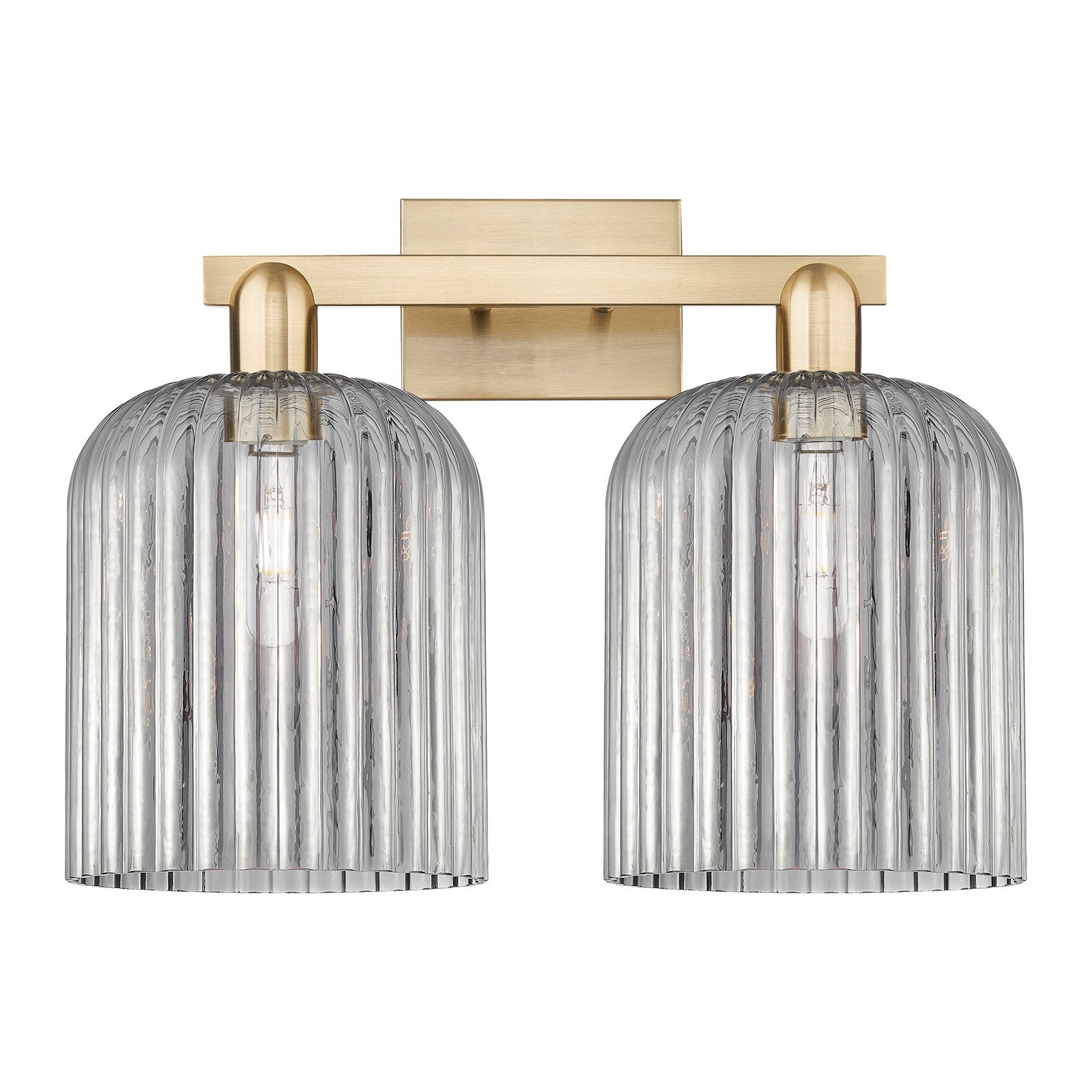 Innovations Bridal Veil 19in 2-Light Bath Vanity Light | Industrial Champagne Bronze Steel and Light Smoke Ribbed Glass | Model 716-2W-CB-G559-8SM