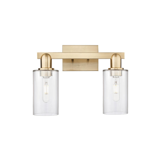 Innovations Clymer 15in 2-Light Bath Vanity Light | Industrial Champagne Bronze Steel and Clear Glass | Bathroom Vanity & Powder | Model 716-2W-CB-G802