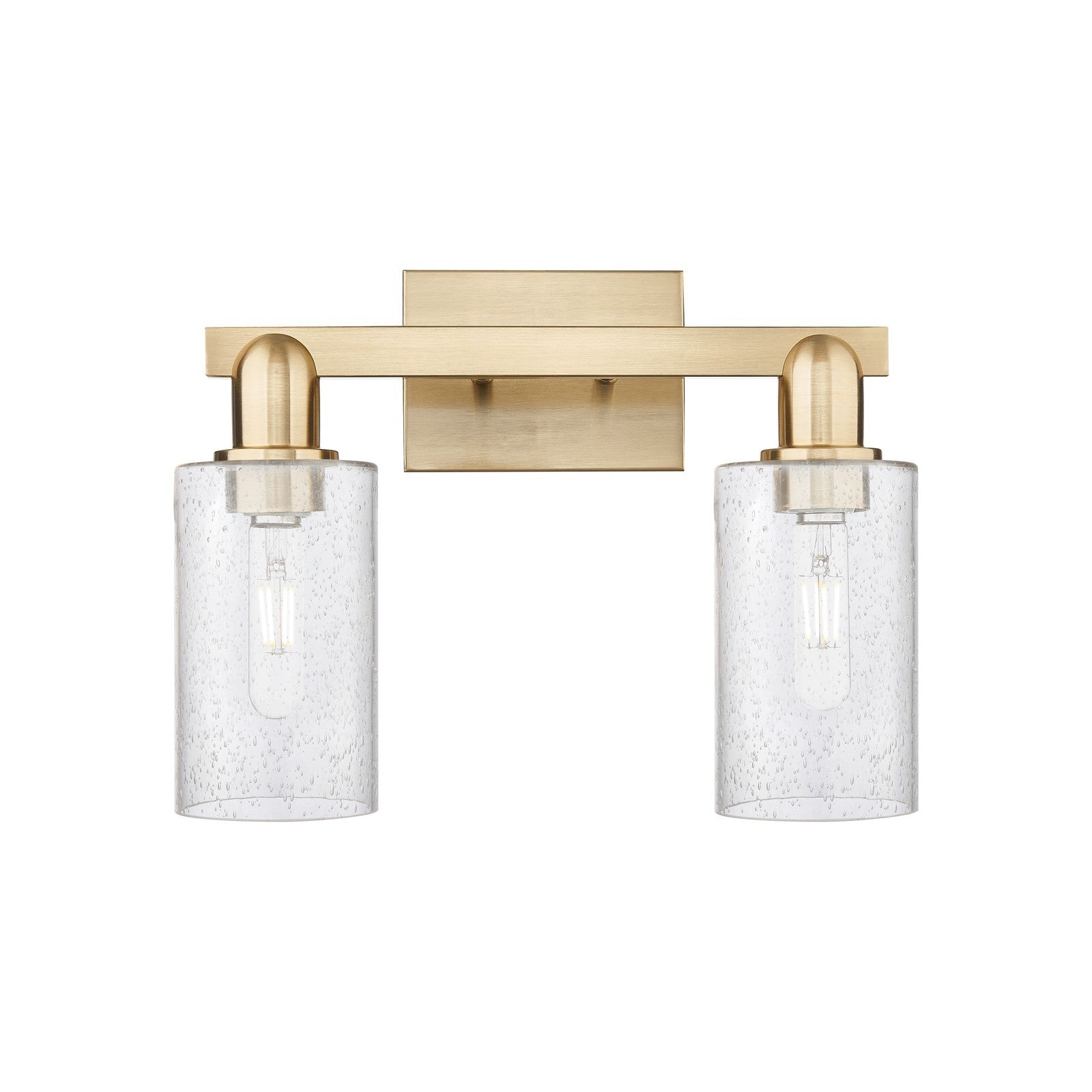 Innovations Clymer 15in 2-Light Bath Vanity Light | Industrial Champagne Bronze Steel and Seedy Glass | Bathroom Vanity & Powder | Model 716-2W-CB-G804