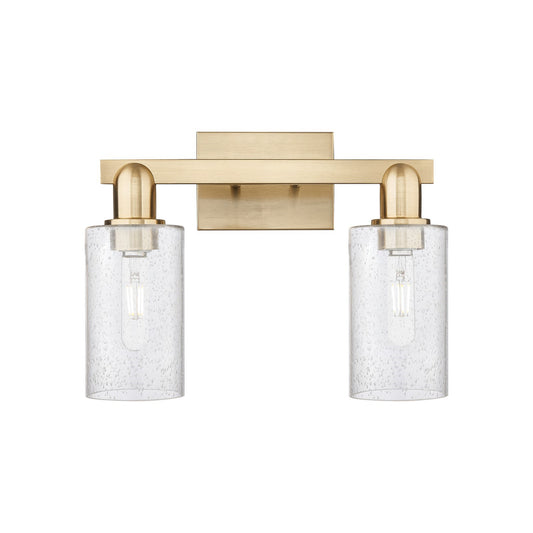 Innovations Clymer 15in 2-Light Bath Vanity Light | Industrial Champagne Bronze Steel and Seedy Glass | Bathroom Vanity & Powder | Model 716-2W-CB-G804