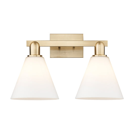 Innovations Berkshire Glass 19in 2-Light Bath Vanity Light | Industrial Champagne Bronze Steel and Cast Brass with Matte White | Model 716-2W-CB-GBC-81