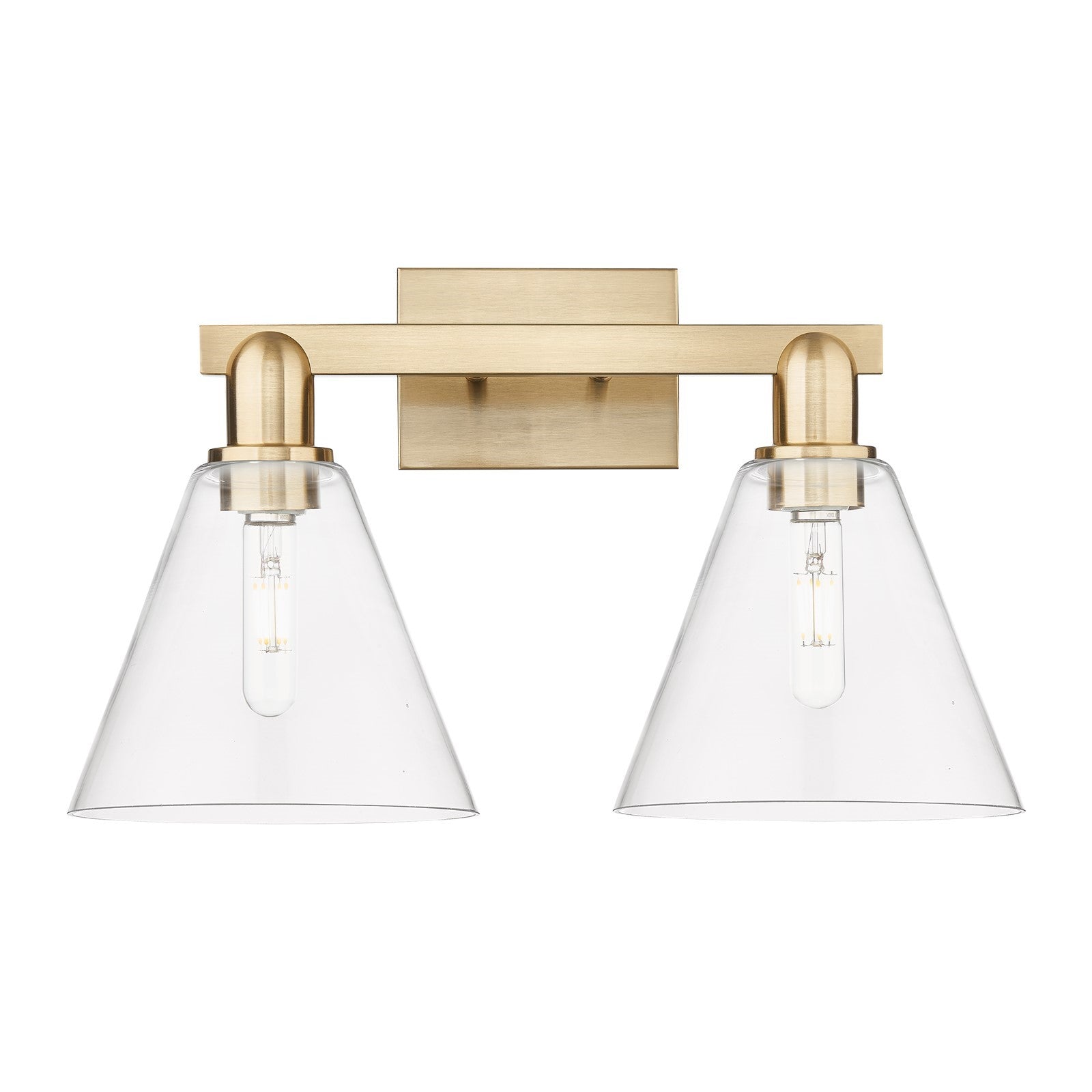 Innovations Berkshire Glass 19in 2-Light Bath Vanity Light | Industrial Champagne Bronze Steel and Clear Glass | Bathroom Vanity | Model 716-2W-CB-GBC-82