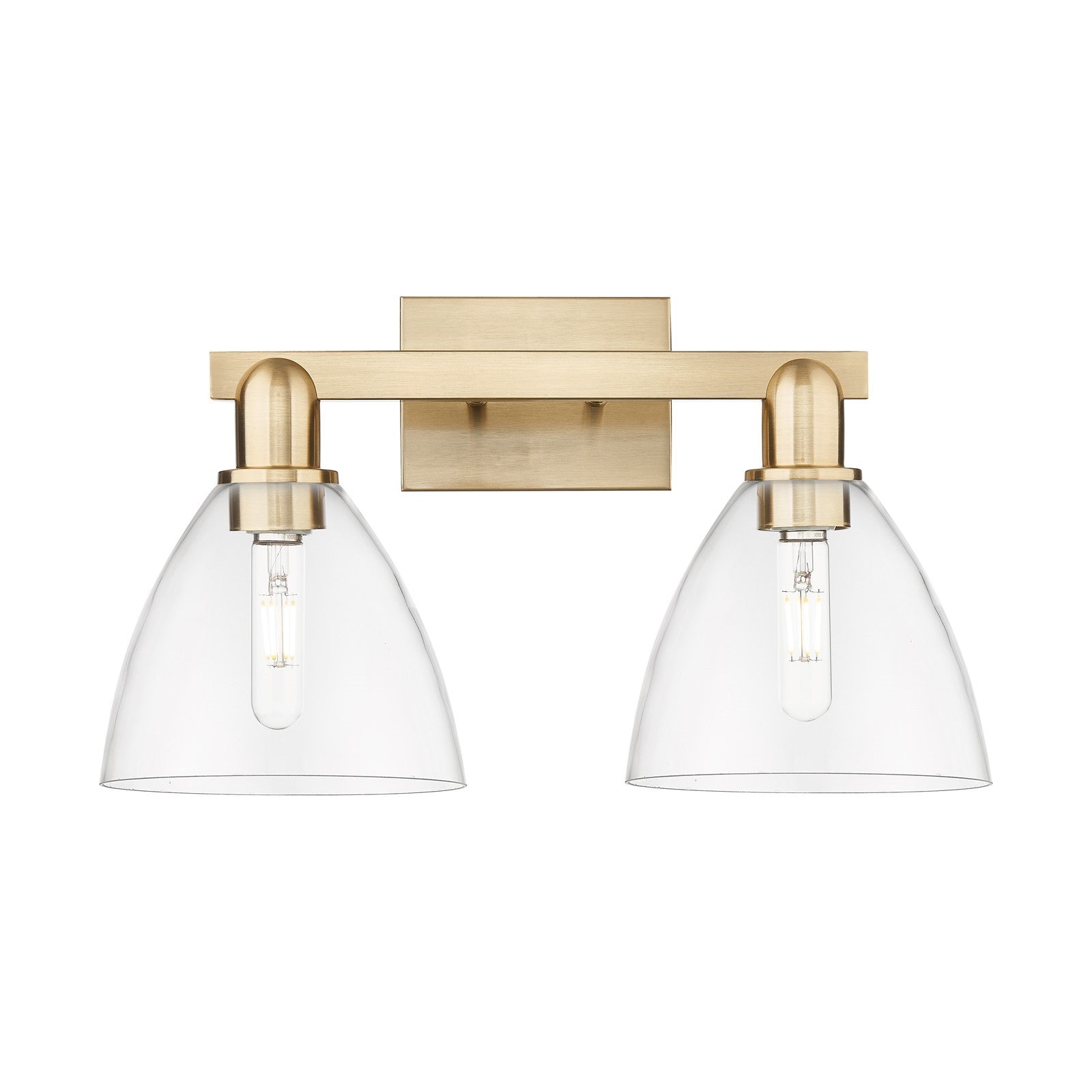 Innovations Bristol 19in 2-Light Bath Vanity Light | Industrial Champagne Bronze Steel and Clear Glass | Bathroom Vanity | 18.5 | Model 716-2W-CB-GBD-752