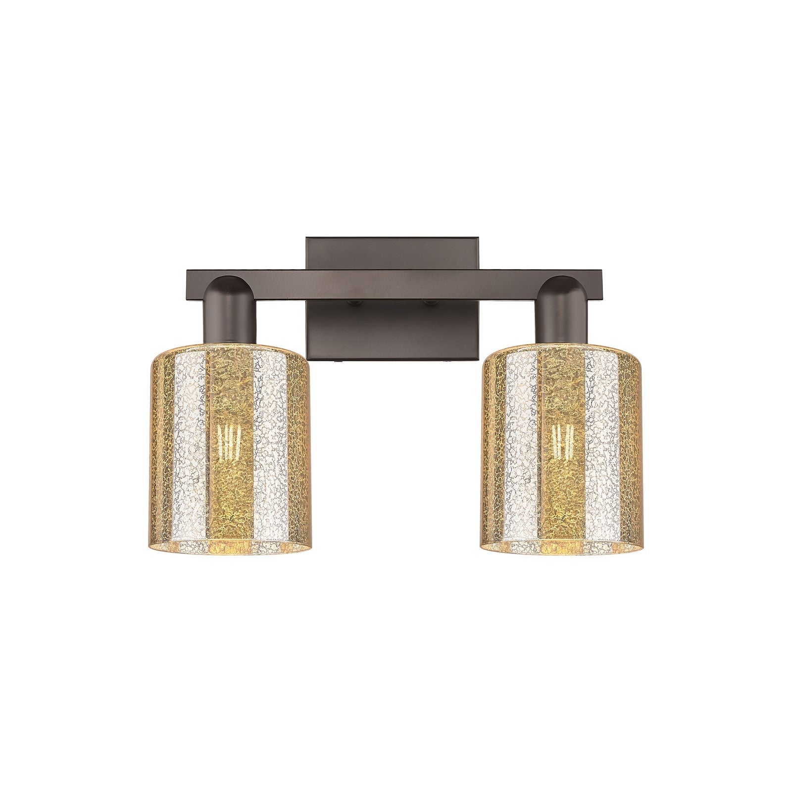 Innovations Cobbleskill 16in 2-Light Bath Vanity Light | Industrial Oil Rubbed Bronze Steel and Mercury Glass | Bathroom Vanity | Model 716-2W-OB-G116