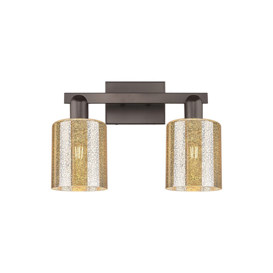 Innovations Cobbleskill 16in 2-Light Bath Vanity Light | Industrial Oil Rubbed Bronze Steel and Mercury Glass | Bathroom Vanity | Model 716-2W-OB-G116