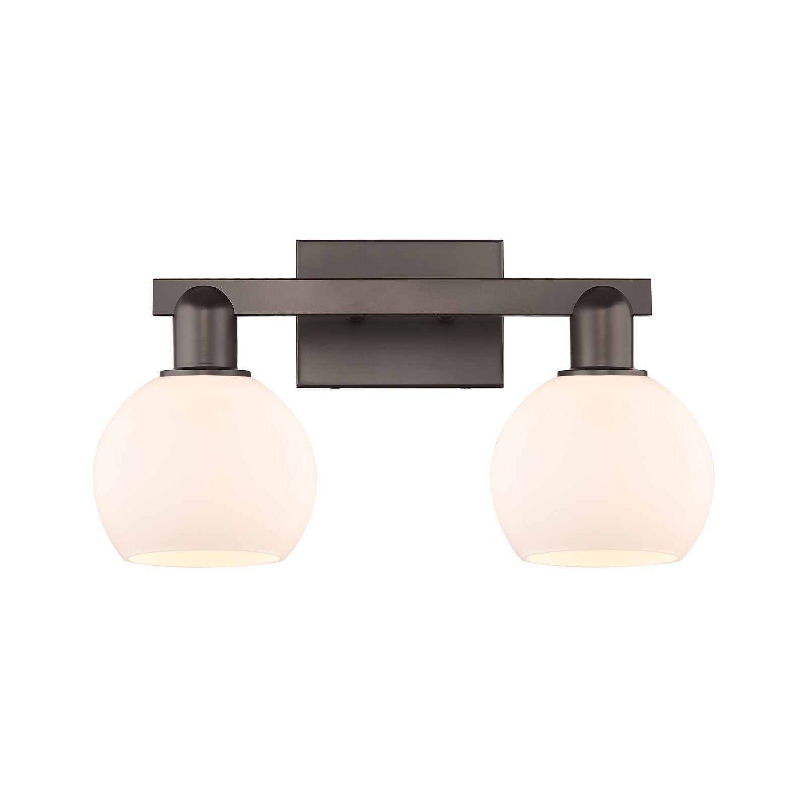 Innovations Athens 2-Light 17in Bath Vanity | Industrial Oil Rubbed Bronze Steel and Matte White Glass | Bathroom Vanity Light | Model 716-2W-OB-G121-6