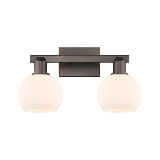 Innovations Athens 2-Light 17in Bath Vanity | Industrial Oil Rubbed Bronze Steel and Matte White Glass | Bathroom Vanity Light | Model 716-2W-OB-G121-6
