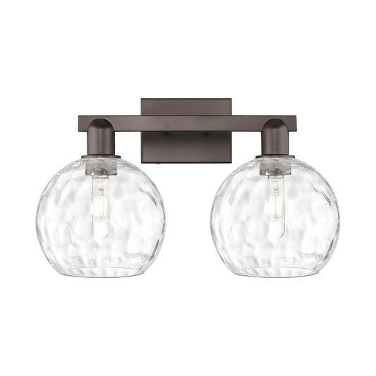 Innovations Athens Water Glass 19in 2-Light Bath Vanity | Industrial Oil Rubbed Bronze Steel and Clear Water Glass | Bathroom & | Model 716-2W-OB-G1215-8