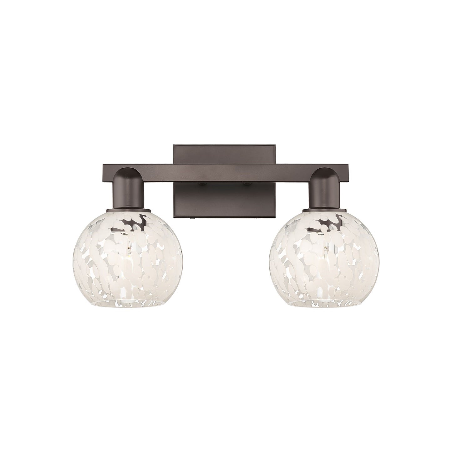 Innovations White Mouchette 17in 2-Light Bath Vanity | Industrial Oil Rubbed Bronze Steel and White Glass | Bathroom Vanity & | Model 716-2W-OB-G1216-6WM