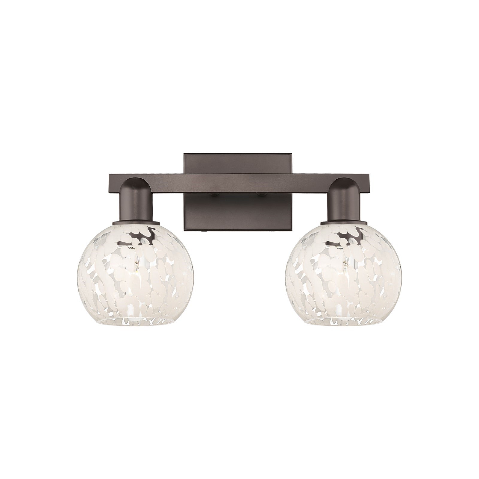 Innovations White Mouchette 17in 2-Light Bath Vanity | Industrial Oil Rubbed Bronze Steel and White Glass | Bathroom Vanity & | Model 716-2W-OB-G1216-6WM