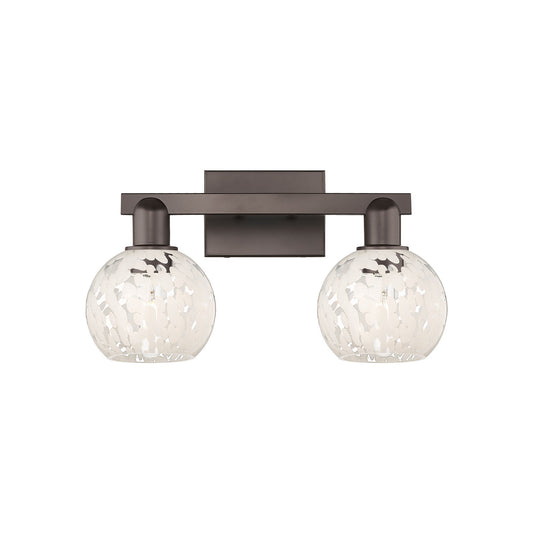 Innovations White Mouchette 17in 2-Light Bath Vanity | Industrial Oil Rubbed Bronze Steel and White Glass | Bathroom Vanity & | Model 716-2W-OB-G1216-6WM