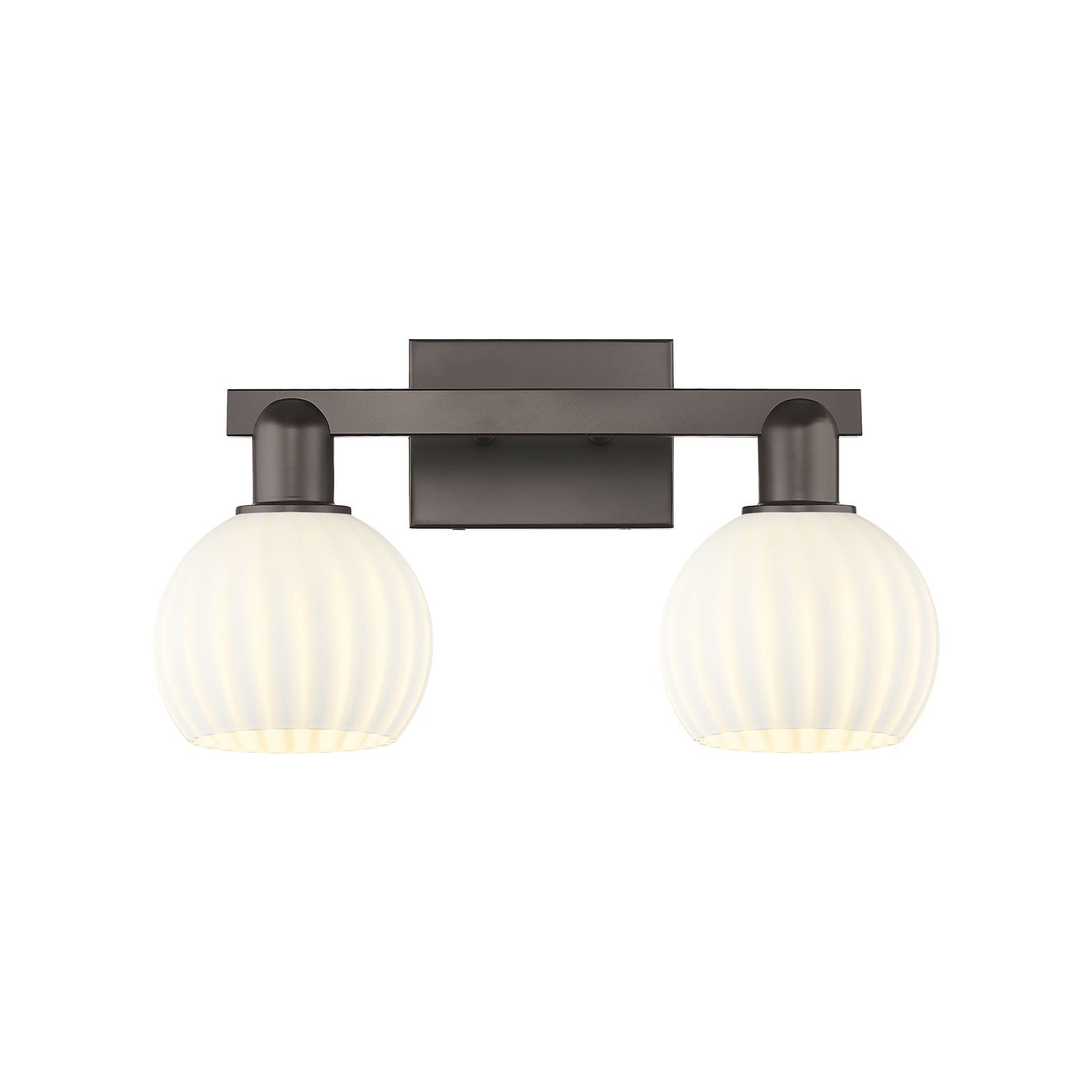 Innovations Lighting White Venetian 17in 2-Light Bath Vanity | Industrial Oil Rubbed Bronze and White Venetian Glass | Model 716-2W-OB-G1217-6WV