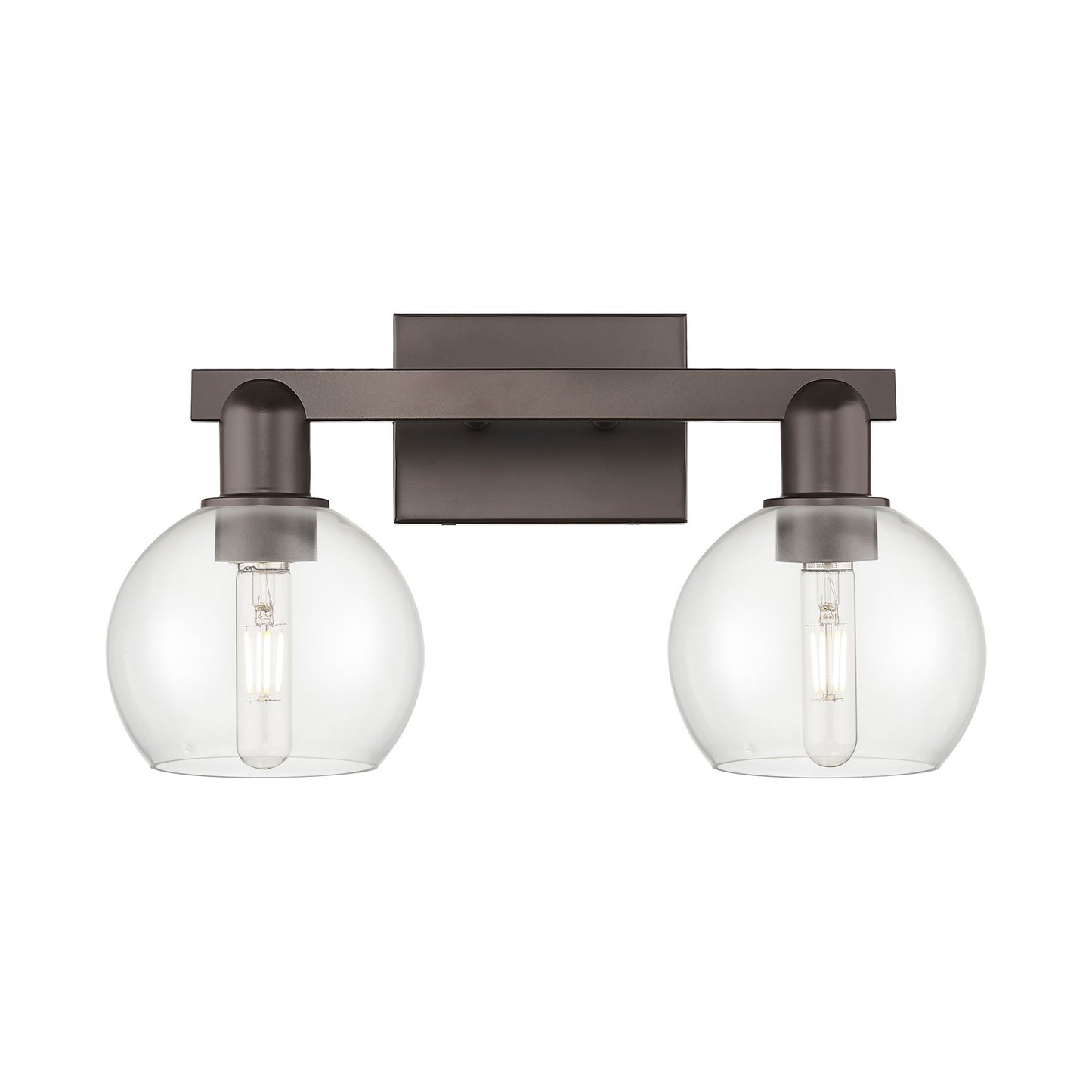 Innovations Athens 17in 2-Light Bath Vanity | Industrial Oil Rubbed Bronze Steel and Clear Glass | Bathroom Vanity Light | 16.88 | Model 716-2W-OB-G122-6