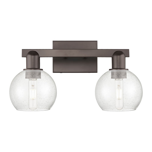 Innovations Athens 17in 2-Light Bath Vanity | Industrial Oil Rubbed Bronze Steel and Seedy Glass | Bathroom Vanity Light | 16.88 | Model 716-2W-OB-G124-6