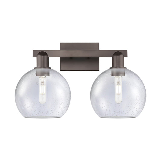 Innovations Athens 19in 2-Light Bathroom Vanity Light | Industrial Oil Rubbed Bronze Steel and Seedy Glass | Bathroom Vanity & | Model 716-2W-OB-G124-8