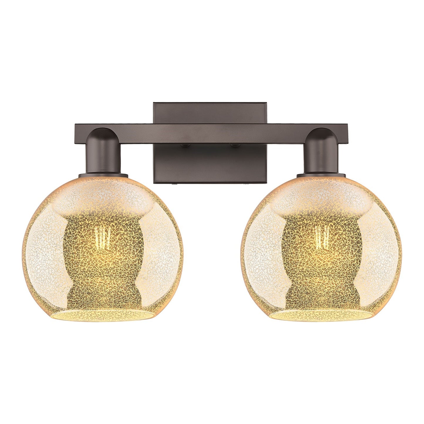Innovations Athens 19in 2-Light Bath Vanity Light | Industrial Oil Rubbed Bronze Steel and Mercury Glass | Bathroom Vanity & | Model 716-2W-OB-G128-8
