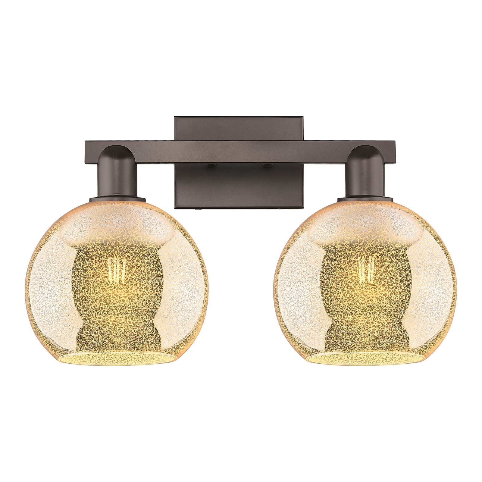 Innovations Athens 19in 2-Light Bath Vanity Light | Industrial Oil Rubbed Bronze Steel and Mercury Glass | Bathroom Vanity & | Model 716-2W-OB-G128-8