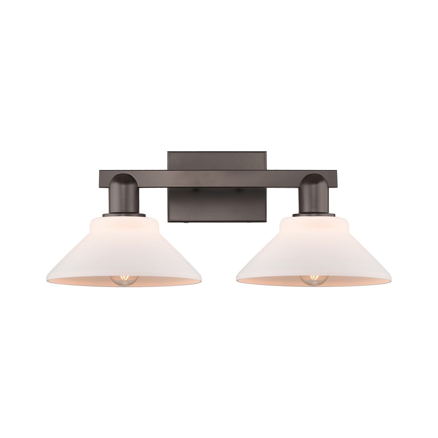 Innovations Orwell 19in 2-Light Bath Vanity Light | Industrial Oil Rubbed Bronze and Matte White Glass | Bathroom Vanity | 19.38 x | Model 716-2W-OB-G131