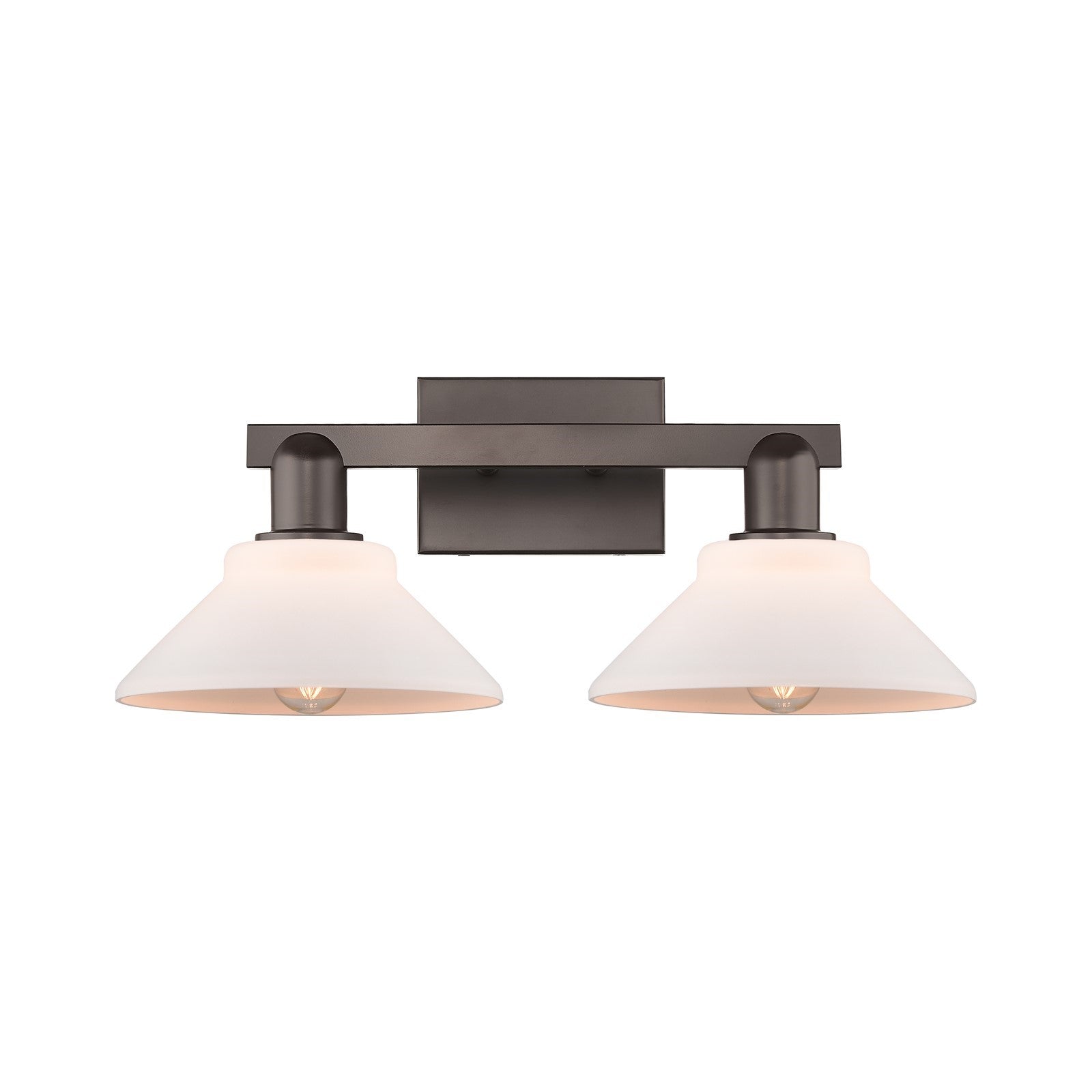 Innovations Orwell 19in 2-Light Bath Vanity Light | Industrial Oil Rubbed Bronze and Matte White Glass | Bathroom Vanity | 19.38 x | Model 716-2W-OB-G131