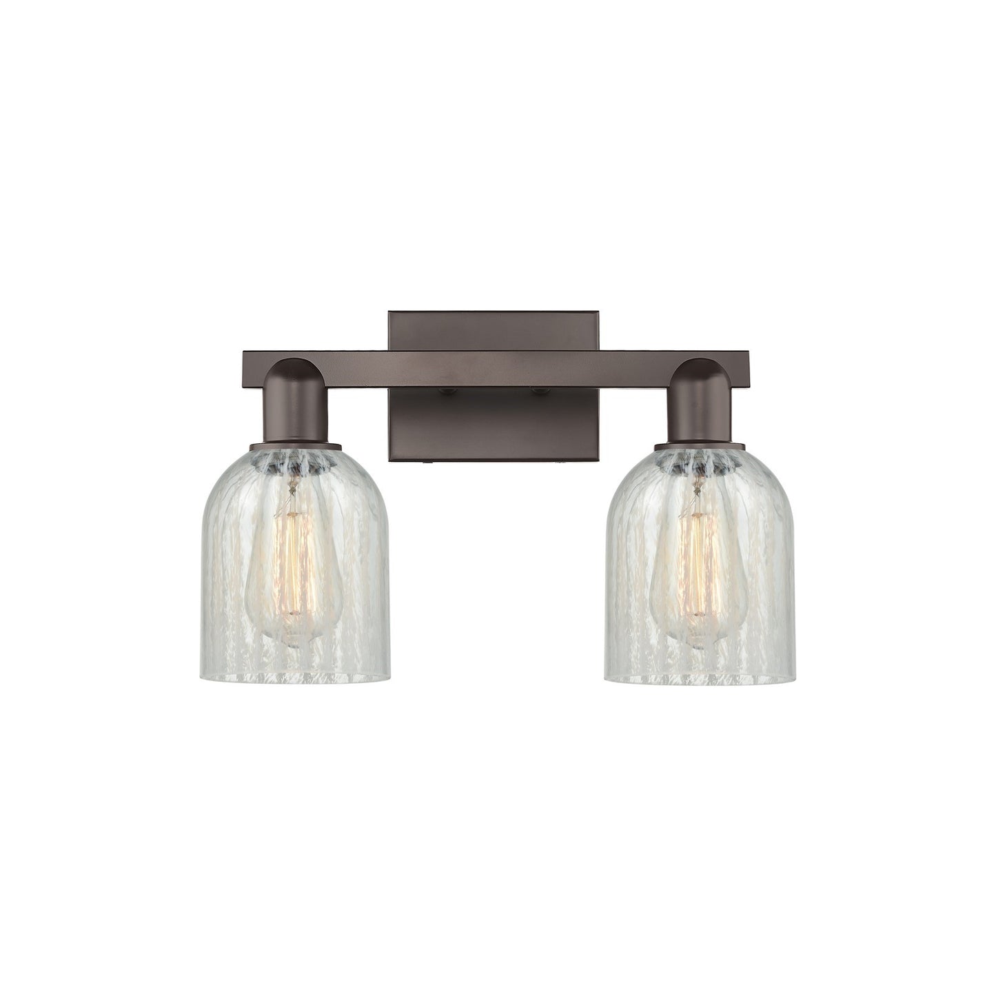 Innovations Caledonia 16in 2-Light Bath Vanity Light | Industrial Oil Rubbed Bronze Steel and Mouchette Glass | Bathroom Vanity | Model 716-2W-OB-G2511