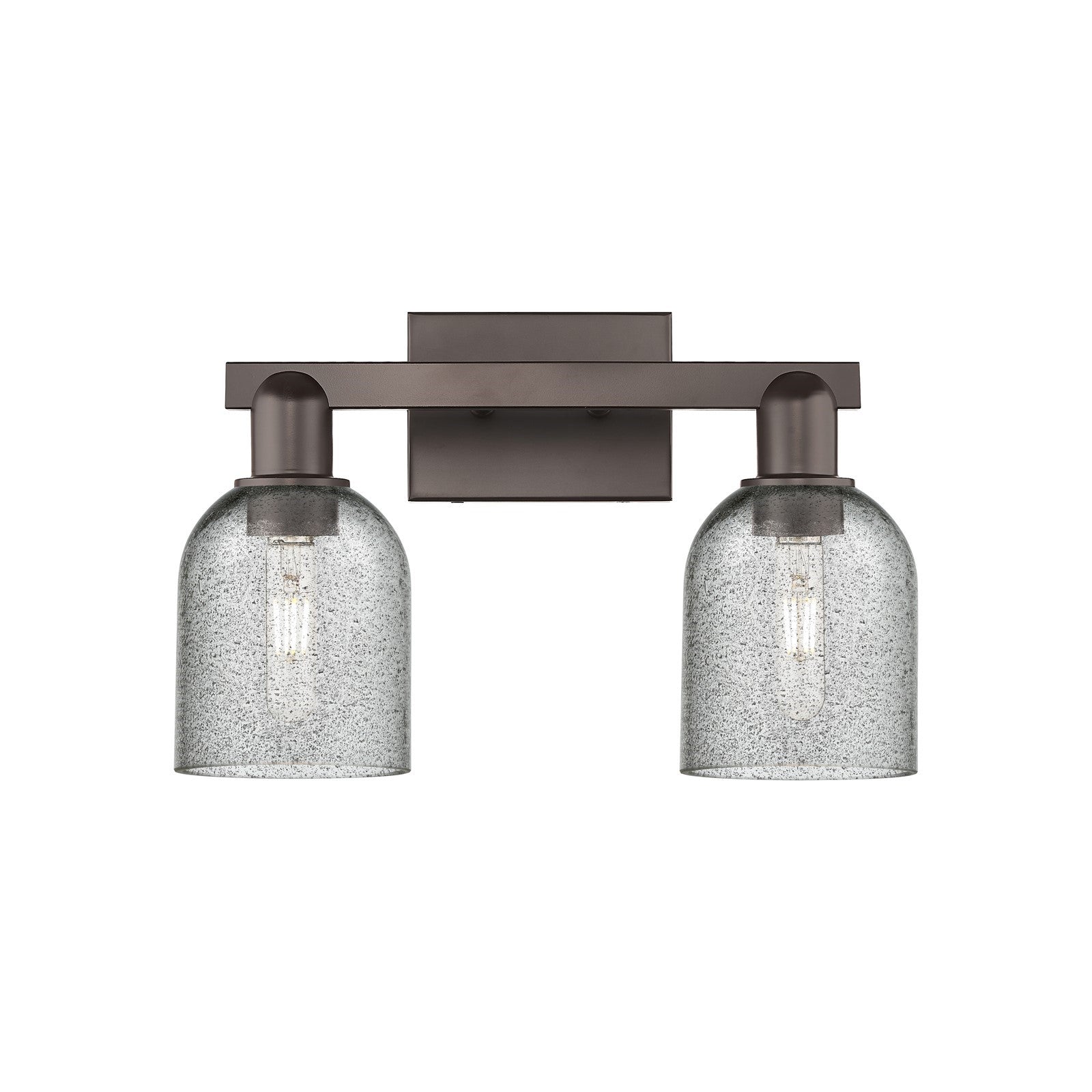 Innovations Caledonia 16in 2-Light Bath Vanity Light | Industrial Oil Rubbed Bronze and Charcoal Glass | Bathroom Vanity | 16 x | Model 716-2W-OB-G257