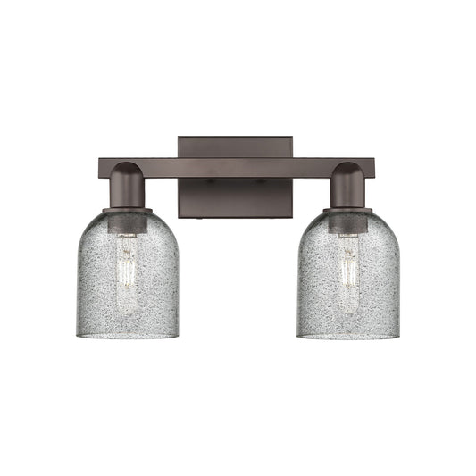 Innovations Caledonia 16in 2-Light Bath Vanity Light | Industrial Oil Rubbed Bronze and Charcoal Glass | Bathroom Vanity | 16 x | Model 716-2W-OB-G257