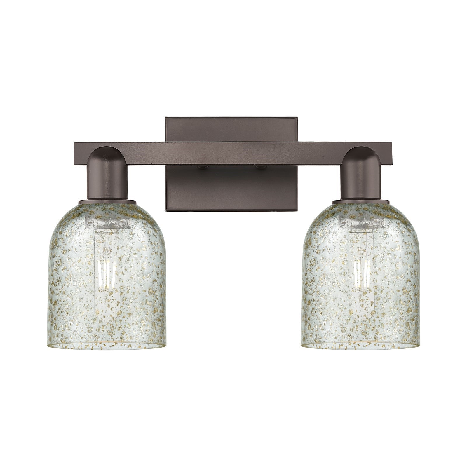 Innovations Caledonia 16in 2-Light Bath Vanity Light | Industrial Oil Rubbed Bronze Steel and Mica Glass | Bathroom Vanity | 16 x | Model 716-2W-OB-G259