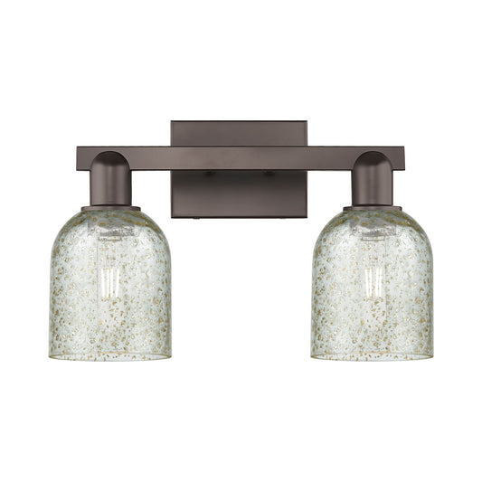 Innovations Caledonia 16in 2-Light Bath Vanity Light | Industrial Oil Rubbed Bronze Steel and Mica Glass | Bathroom Vanity | 16 x | Model 716-2W-OB-G259