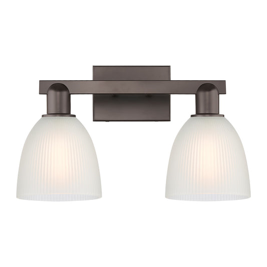 Innovations Castile 17in 2-Light Bath Vanity Light | Industrial Oil Rubbed Bronze Steel and White Glass | Bathroom Vanity | 17 x | Model 716-2W-OB-G381