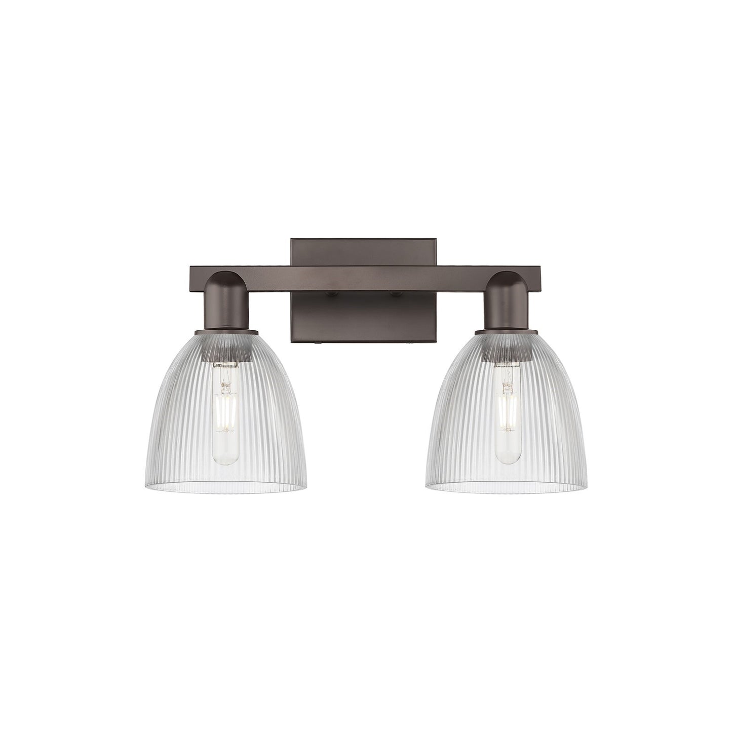 Innovations Castile 17in 2-Light Bath Vanity Light | Industrial Oil Rubbed Bronze Steel and Clear Glass | Bathroom Vanity | 17 x | Model 716-2W-OB-G382