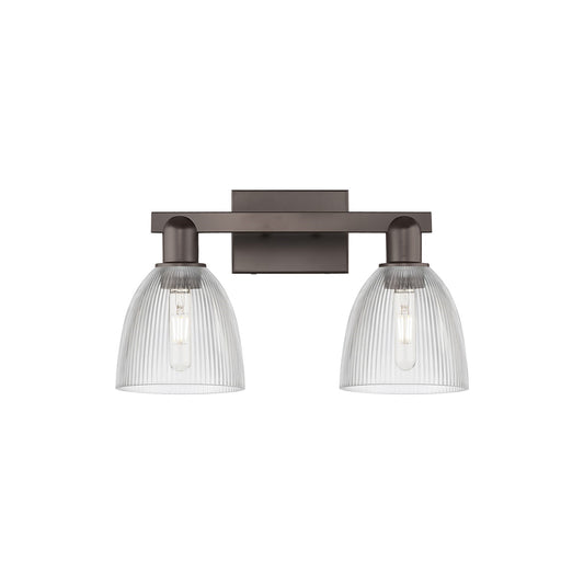 Innovations Castile 17in 2-Light Bath Vanity Light | Industrial Oil Rubbed Bronze Steel and Clear Glass | Bathroom Vanity | 17 x | Model 716-2W-OB-G382