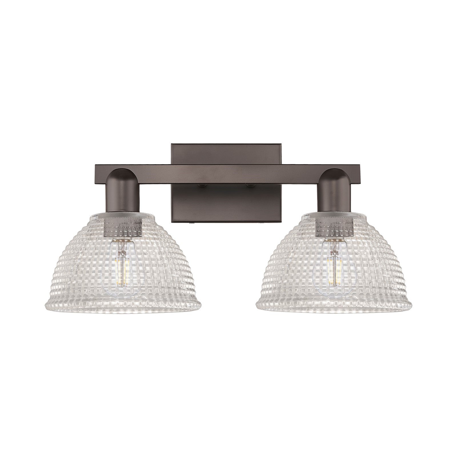 Innovations Arietta 19in 2-Light Bath Vanity Light | Industrial Oil Rubbed Bronze Steel and Clear Glass | Bathroom Vanity | 19 x | Model 716-2W-OB-G422