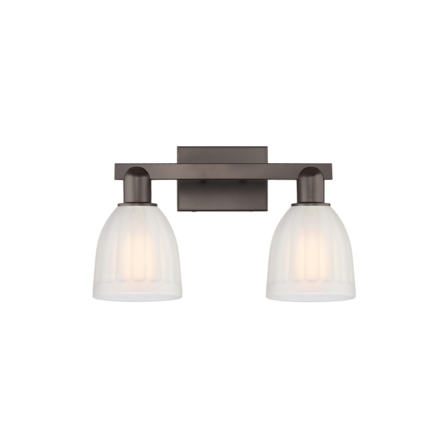 Innovations Brookfield 17in 2-Light Bath Vanity Light | Industrial Oil Rubbed Bronze and White Frosted Ribbed Glass | Bathroom | Model 716-2W-OB-G441