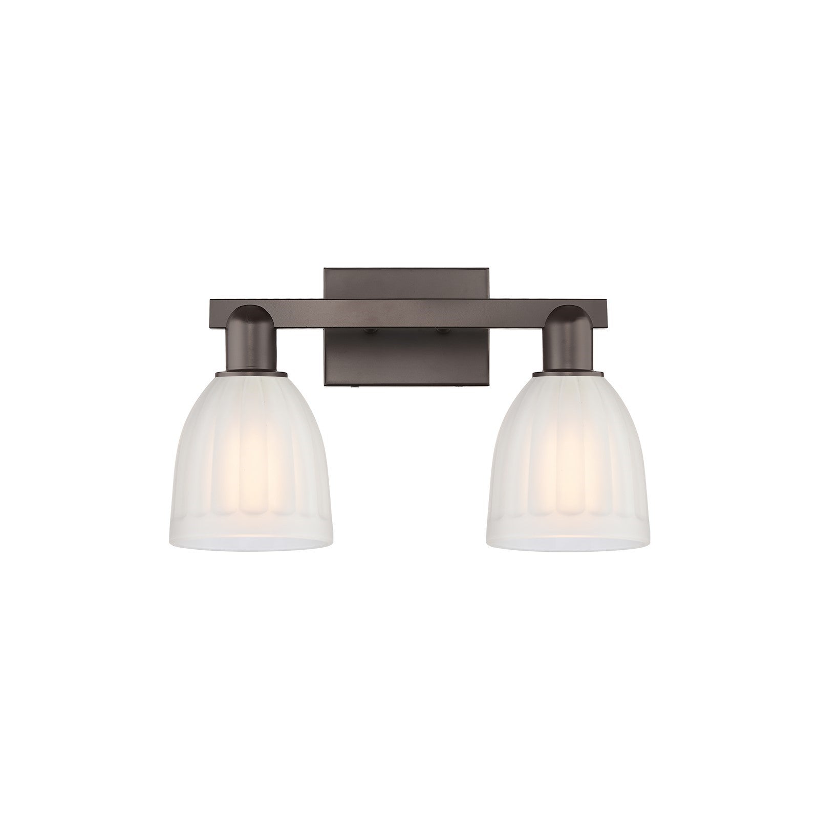 Innovations Brookfield 17in 2-Light Bath Vanity Light | Industrial Oil Rubbed Bronze and White Frosted Ribbed Glass | Bathroom | Model 716-2W-OB-G441