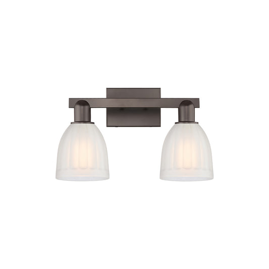 Innovations Brookfield 17in 2-Light Bath Vanity Light | Industrial Oil Rubbed Bronze and White Frosted Ribbed Glass | Bathroom | Model 716-2W-OB-G441