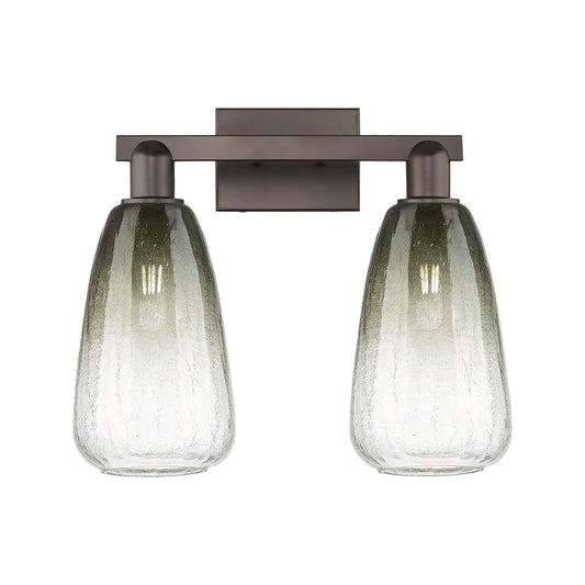 Innovations Brookhaven Almond 17in 2-Light Bath Vanity Light | Industrial Oil Rubbed Bronze and Slate Glass | Bathroom Vanity | Model 716-2W-OB-G480-6SL