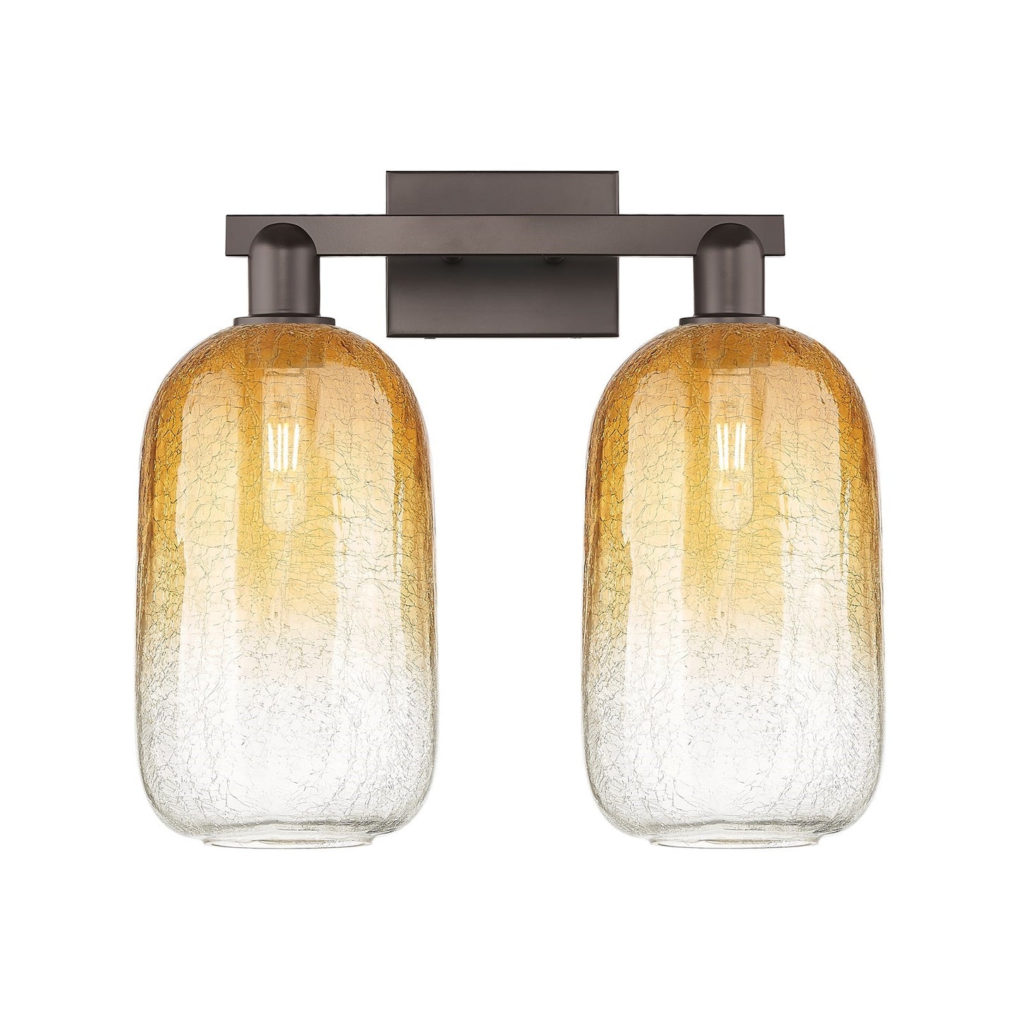 Innovations Brookhaven Cloche 18in 2-Light Bath Vanity Light | Industrial Oil Rubbed Bronze Steel and Amber Glass | Bathroom | Model 716-2W-OB-G482-7AM