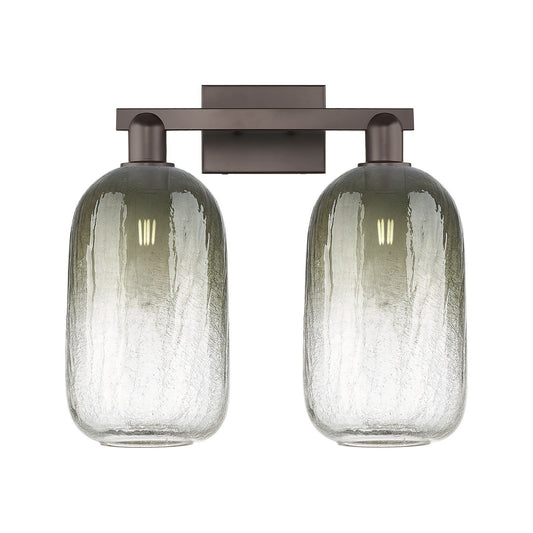 Innovations Brookhaven Cloche 18in 2-Light Bath Vanity | Industrial Oil Rubbed Bronze Steel and Slate Glass | Bathroom & Powder | Model 716-2W-OB-G482-7SL