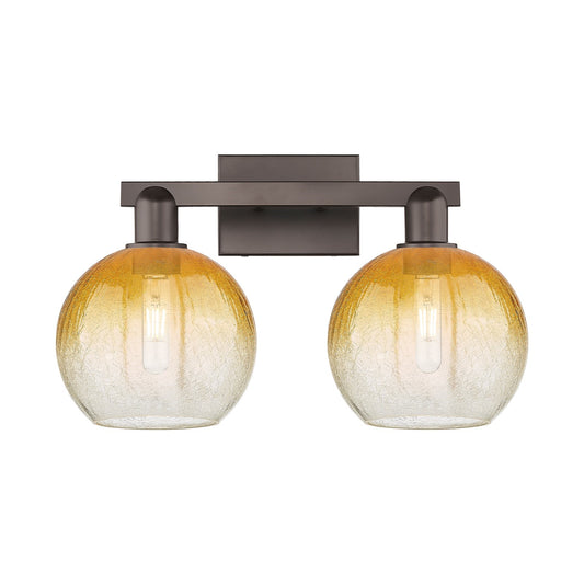 Innovations Brookhaven Globe 19in 2-Light Bath Vanity | Industrial Oil Rubbed Bronze Steel and Amber Glass | Bathroom Vanity | Model 716-2W-OB-G483-8AM