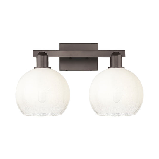 Innovations Brookhaven Globe 19in 2-Light Bath Vanity | Industrial Oil Rubbed Bronze Steel and Opal Glass | Bathroom Vanity | Model 716-2W-OB-G483-8OP