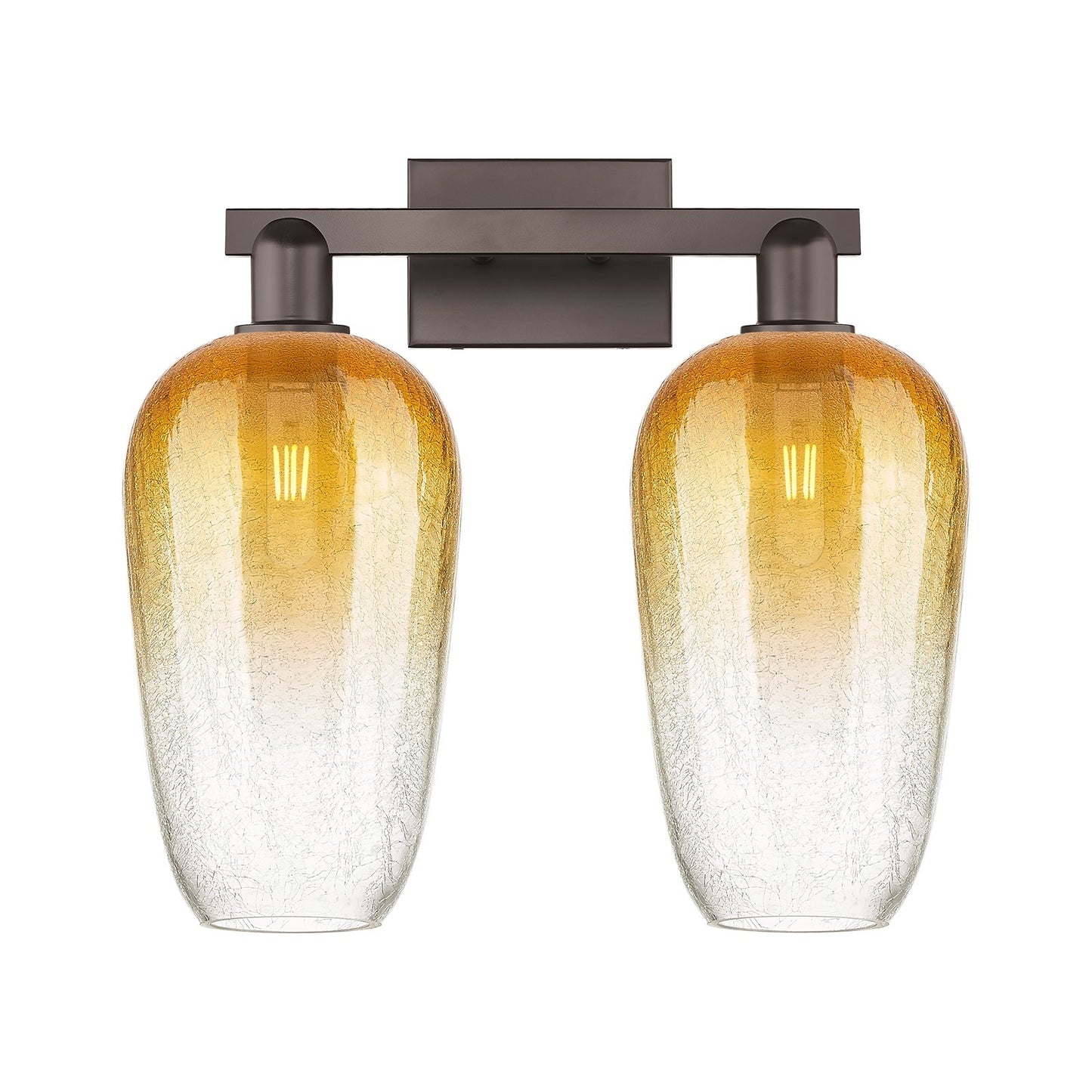 Innovations Brookhaven Flute 18in 2-Light Bath Vanity | Industrial Oil Rubbed Bronze Steel and Amber Glass | Bathroom Vanity | Model 716-2W-OB-G484-7AM