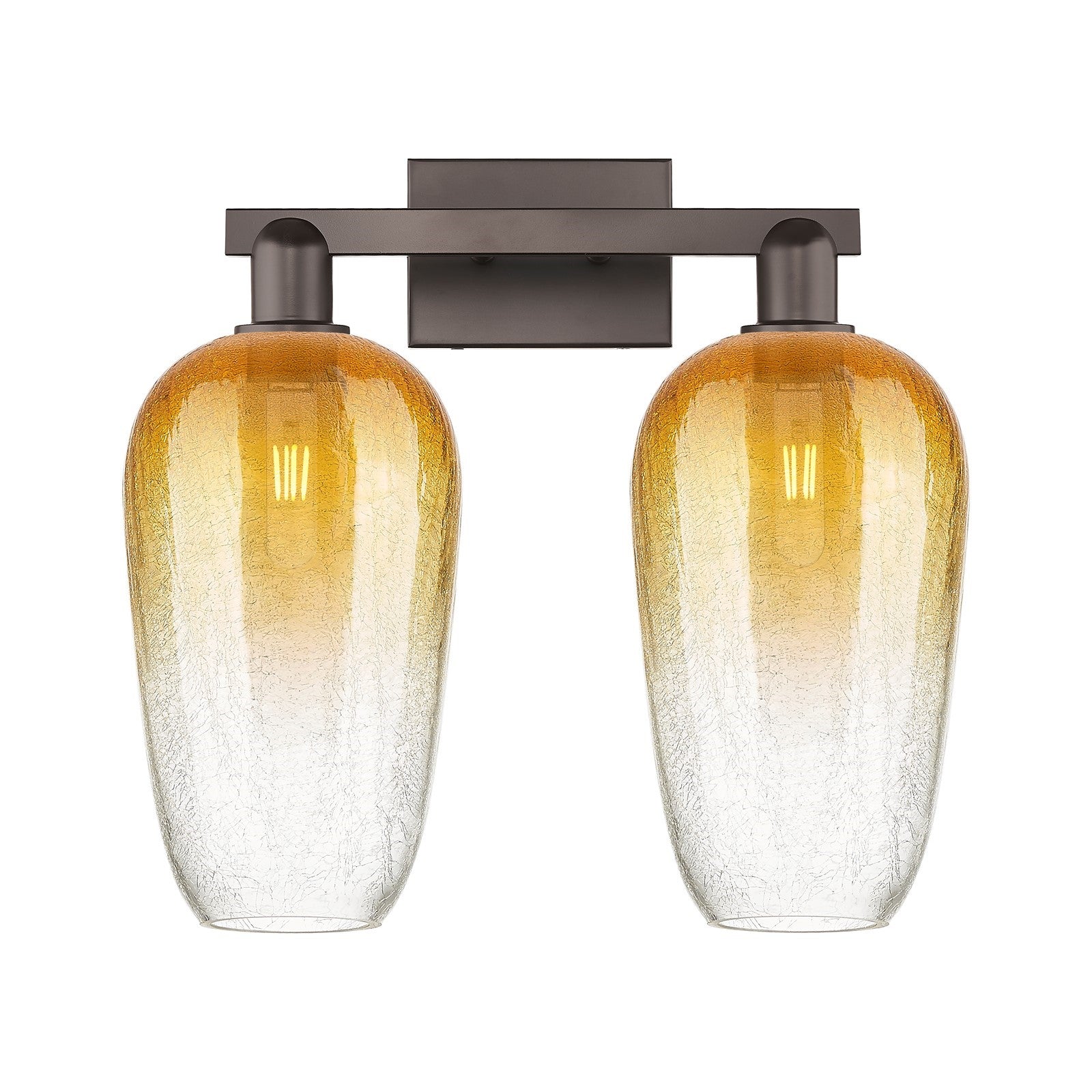 Innovations Brookhaven Flute 18in 2-Light Bath Vanity | Industrial Oil Rubbed Bronze Steel and Amber Glass | Bathroom Vanity | Model 716-2W-OB-G484-7AM