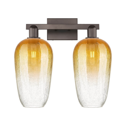 Innovations Brookhaven Flute 18in 2-Light Bath Vanity | Industrial Oil Rubbed Bronze Steel and Amber Glass | Bathroom Vanity | Model 716-2W-OB-G484-7AM