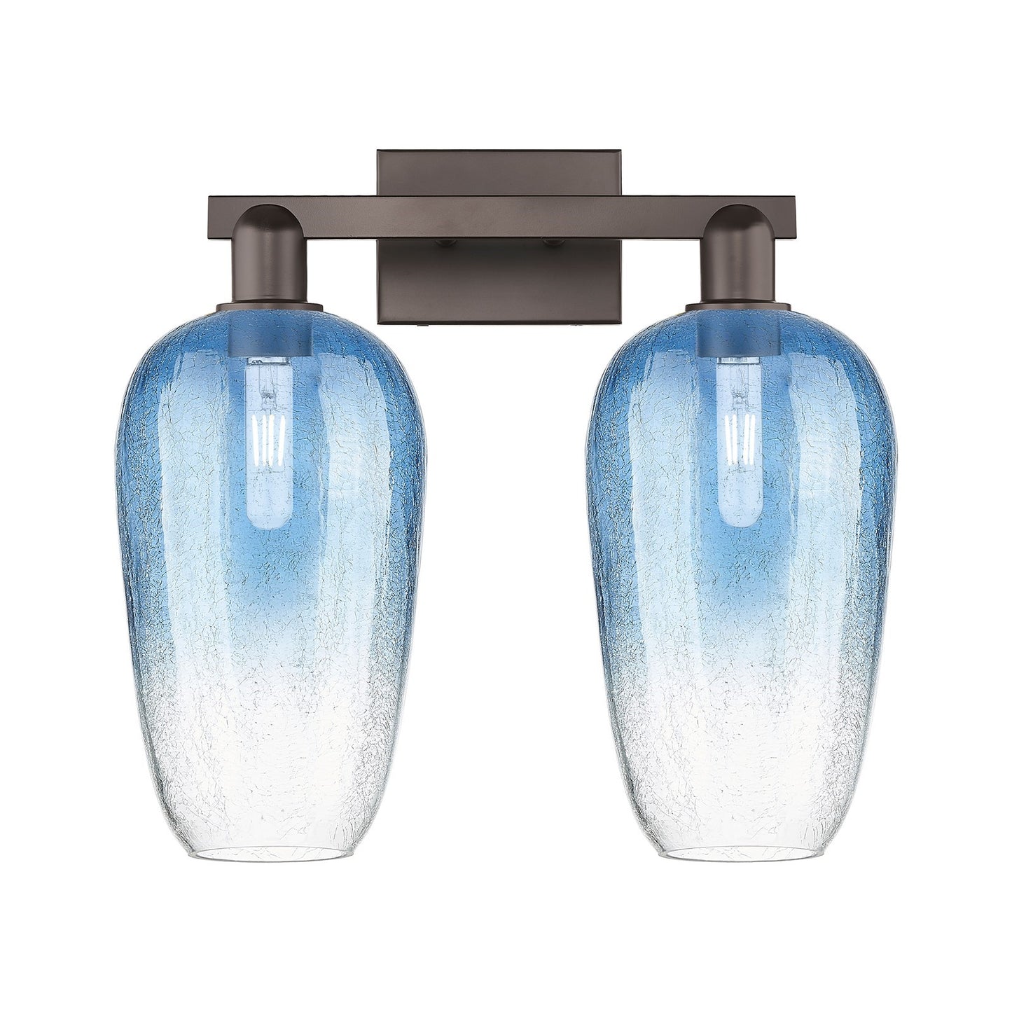 Innovations Brookhaven Flute 18in 2-Light Bath Vanity | Industrial Oil Rubbed Bronze and Sapphire Blue Glass | Bathroom Vanity | Model 716-2W-OB-G484-7SB