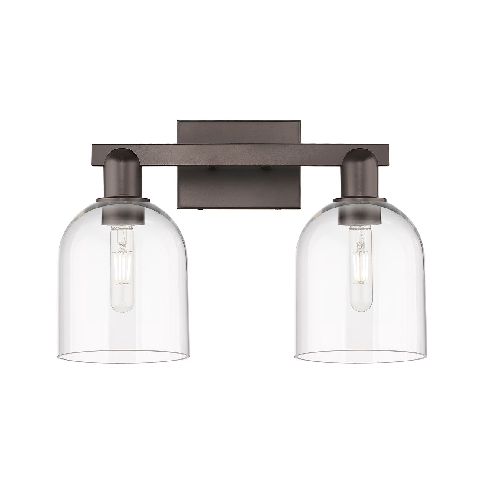 Innovations Bella 17in 2-Light Bath Vanity Light | Industrial Oil Rubbed Bronze Steel and Clear Glass | Bathroom Vanity | 16.5 | Model 716-2W-OB-G558-6CL