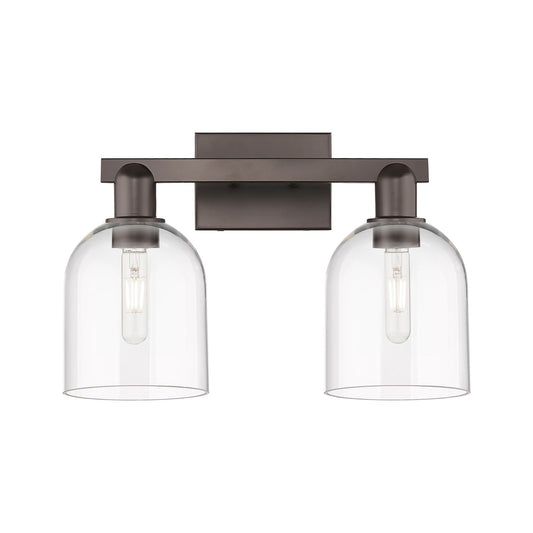 Innovations Bella 17in 2-Light Bath Vanity Light | Industrial Oil Rubbed Bronze Steel and Clear Glass | Bathroom Vanity | 16.5 | Model 716-2W-OB-G558-6CL
